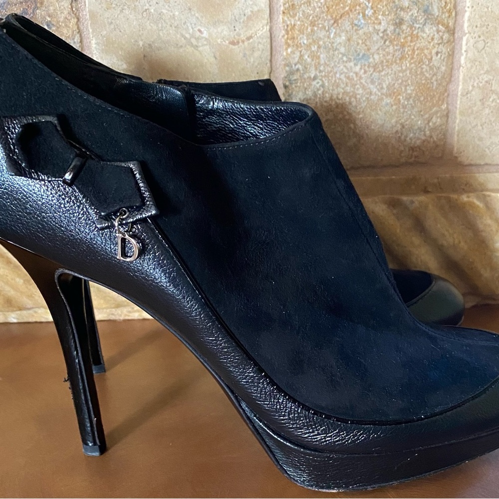 Christian Dior Suede with Embroidered Detail Black Booties 10.5 - Picture 2 of 16